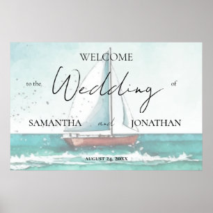Póster Boda de cruceros acuarela simple