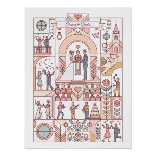 Póster Boda de Cuento de Art Deco