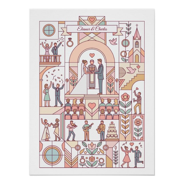 Póster Boda de Cuento de Art Deco (Anverso)