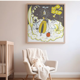 Póster Boda de cuento de hadas caprichoso vintage en el b