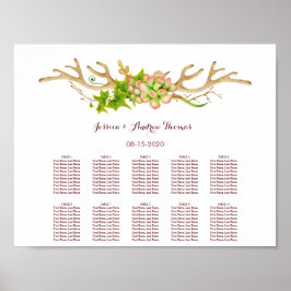 Póster Boda de Cuerna Rústica y Flores Silvestres