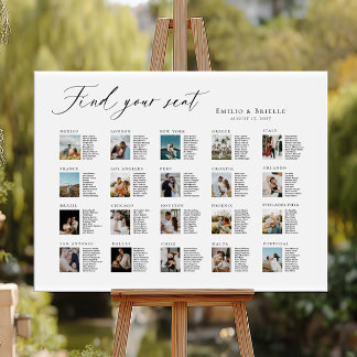 Póster boda de destino collage de fotos asiento
