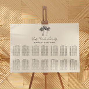 Póster Boda de destino de árbol de palmas 14 asientos de 