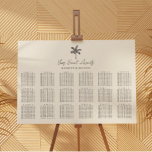 Póster Boda de destino de árbol de palmas 14 asientos de 