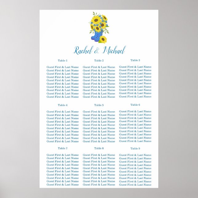 Póster Boda de Encanto del Girasol (Frente)