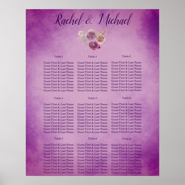 Póster Boda de Encanto Floral bonito (Frente)