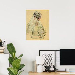 Póster Boda de época, retrato de novia victoriana