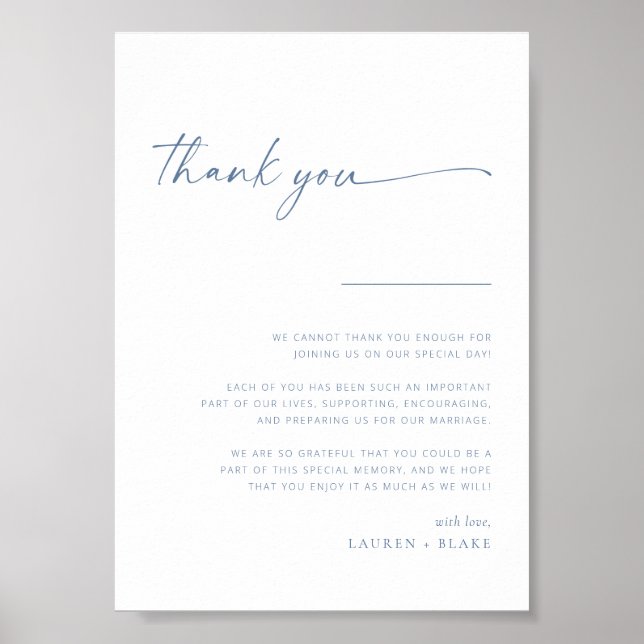Póster Boda de escritura simple y moderna Gracias Rótulo  (Frente)