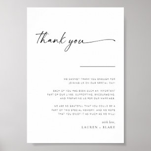 Póster Boda de escritura simple y moderna Gracias Rótulo