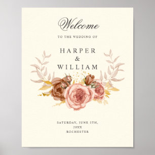 Póster boda de escudo de rosas rosas rosas blandas de cha
