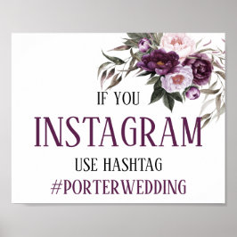 Póster Boda de etiquetas en Instagram de Purple Plum Pink