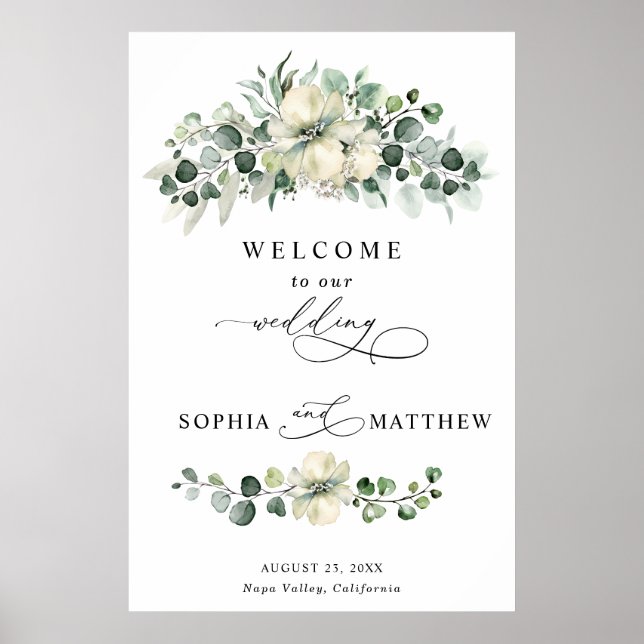 Póster Boda de eucalipto con vegetación (Frente)
