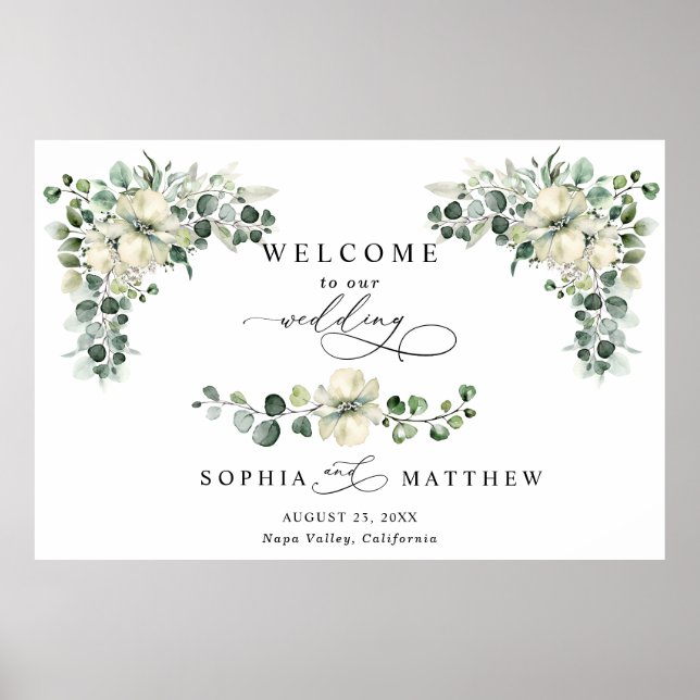 Póster Boda de eucalipto con vegetación (Frente)