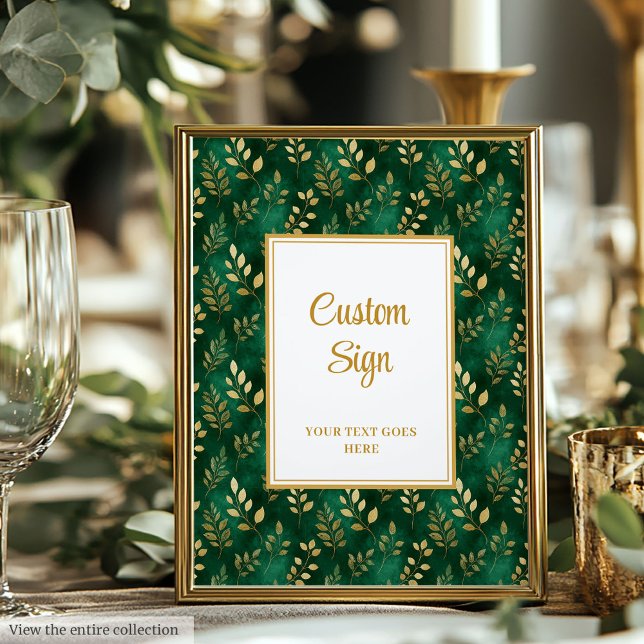 Póster Boda de eucalipto del oro verde esmeralda inmaduro (Timeless Emerald Green Gold Eucalyptus Wedding Poster )