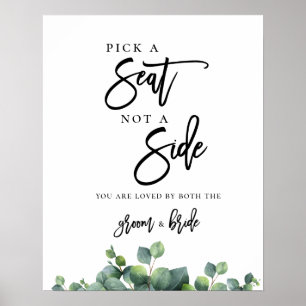 Póster Boda de eucalipto Elige un asiento, no un lado