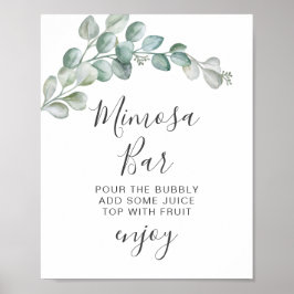 Póster Boda de eucalipto verde acuarela rústica