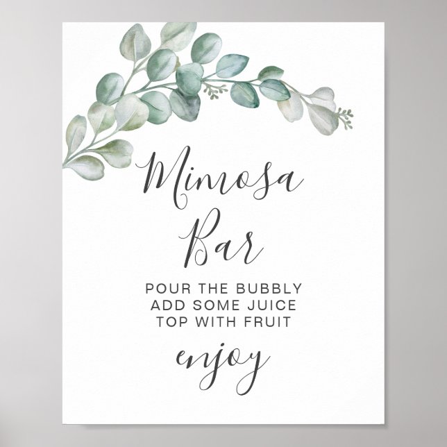 Póster Boda de eucalipto verde acuarela rústica (Frente)
