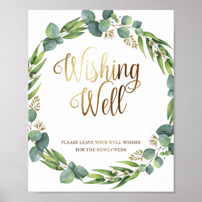 Póster Boda de Eucalyptus firma para los buenos deseos (Frente)