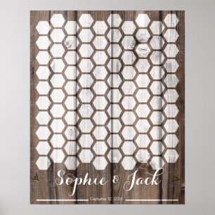 Póster boda de firma abeja de abejas libro de invitados d