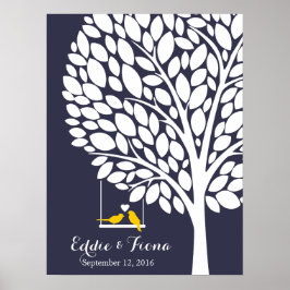Póster boda de firma árbol de libro de invitados amarillo
