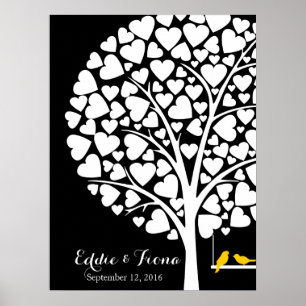 Póster boda de firma árbol de libro de invitados amarillo