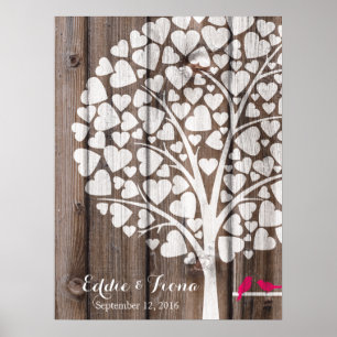 Póster boda de firma libro de invitados árbol de pino mad