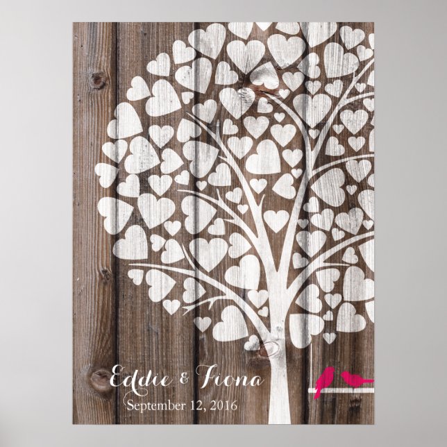 Póster boda de firma libro de invitados árbol de pino mad (Frente)