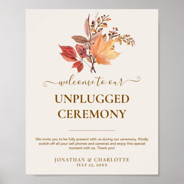 Póster Boda de flores boho de otoño rústico moderno (Frente)