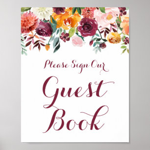 Póster Boda de Flores Caídas Poster de Rótulo de Libros d
