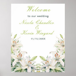 Póster Boda de Flores de Lirio Blanco