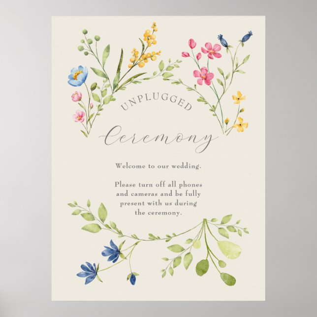 Póster Boda de flores silvestres Ceremonia sin dispositiv (Frente)
