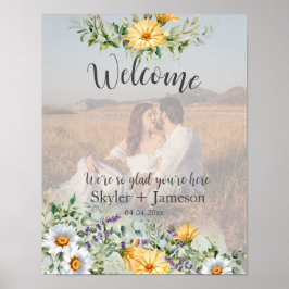 Póster Boda de flores silvestres coloridas foto de bienve