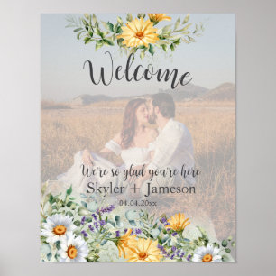 Póster Boda de flores silvestres coloridas foto de bienve