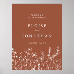 Póster Boda de flores silvestres de otoño floral rústico 