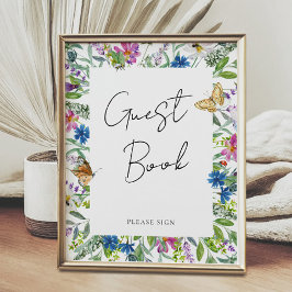 Póster Boda de flores silvestres de primavera colorida