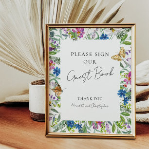 Póster Boda de flores silvestres de primavera colorida