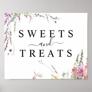 Póster Boda de flores silvestres de primavera postre de d