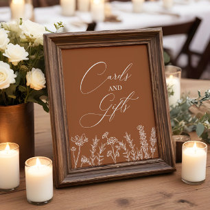 Póster Boda de flores silvestres Naranja quemada de tarje