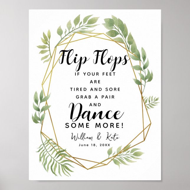 Póster Boda de follaje de cristal flops boda signo (Frente)