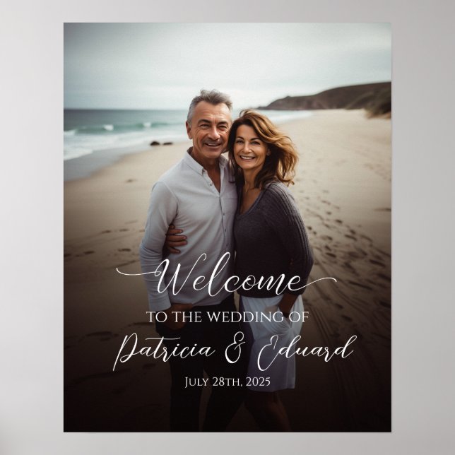 Póster Boda de fotografía cartel de bienvenida caligrafía (Frente)