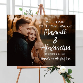 Póster Boda de fotografía cartel de bienvenida caligrafía