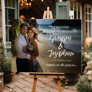 Póster Boda de fotografía cartel de bienvenida caligrafía