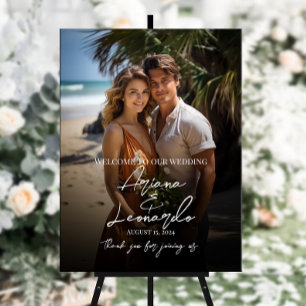 Póster Boda de fotografía cartel de bienvenida caligrafía