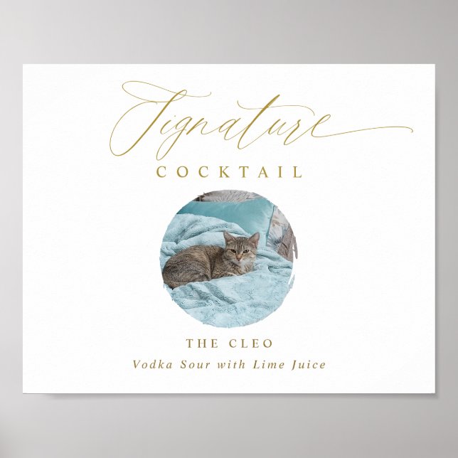 Póster Boda de fotos Mascota de Rótulo con firma Gold (Frente)