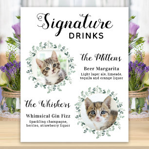 Póster Boda de gato Firma Bebe Personalizado Cóctel Bar