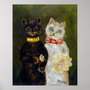 Póster Boda de gatos, matrimonio, novia, Louis Wain