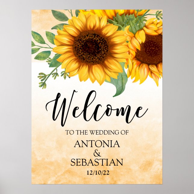 Póster Boda de girasol Poster de bienvenida (Frente)