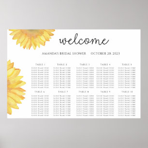 Póster Boda de girasoles acuarela 