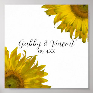 Póster Boda de girasoles amarillos