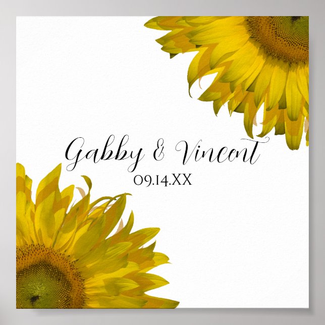 Póster Boda de girasoles amarillos (Frente)